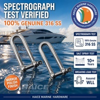 Manille à vis en acier inoxydable 316 marine FORGÉE LONGUE DEE 8 mm (5/16 pouce) pour gréement de bateau, yacht, accessoires de bateau