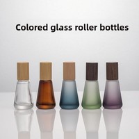 YUNMU Nuevo Modelo de Botellas de Perfume Desodorante Portátiles de Vidrio Cónico Esmerilado Ámbar de Pequeña Capacidad con Tapa de Rodillo