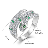 2024 nouvelle mode 925 bague serpent en argent Sterling pour les femmes réglable diamant incrusté bijoux pour les mariages personnalisé en gros