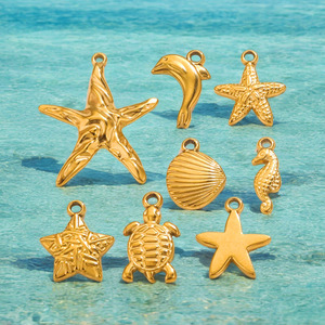 Stainless Steel Blue Ocean Animal Shell Turtle Conch Starfish Fish Tail Charms Pendant for <strong>Jewelry</strong> Making <strong>Supplies</strong> - Product Image 2