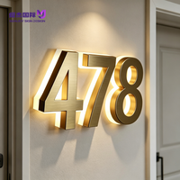 Enseigne 3D lumineuse en acier inoxydable rétroéclairée par LED personnalisée, idéale pour mur de bureau, numéro de porte de maison, éclairage anti-éblouissement, utilisation extérieure
