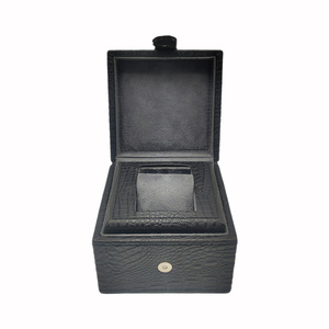 Custom Black Watch Box Crocodile Single Slot With Pillow Watch Gift Box Watch Case For Travel
