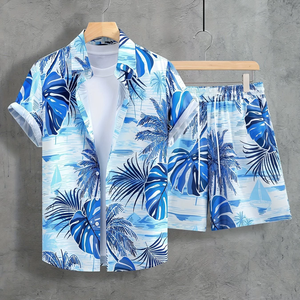 2025 Summer <strong>Men's</strong> Beach <strong>Shirts</strong> Surfing Quick-drying Short Sleeve Floral Coconut Palm Beach Hawaii Loose <strong>Shirt</strong> - Product Image 1