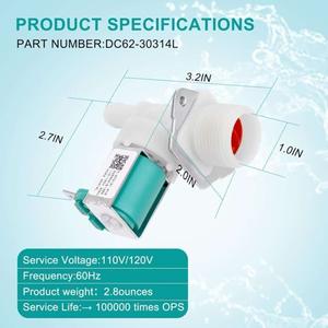 Válvula de entrada para lavavajillas DC62-30314L 110-120 V, eléctrica, de plástico, para piezas de lavavajillas Samsung - Product Image 3