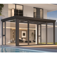 Véranda de luxe extérieure en verre avec fenêtres, serre de jardin à cadre en aluminium, serre de culture intérieure, véranda préfabriquée en aluminium