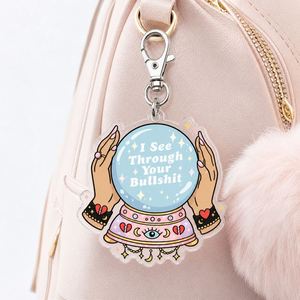 Porte-clés humoristique pour la vente en gros : « Je vois traverser votre connerie » avec breloque boule de cristal, en vrac - Product Image 6