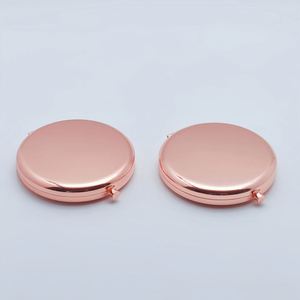 2024 Factory Price Pink Sublimation Blank Round Double Side Metal <b>Compact</b> Pocket Make up Hand Mirror for Travel - Product Image 4