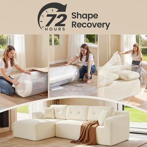 Canapé modulaire <span class=keywords><strong>SONGMICS</strong></span> sans structure, assise profonde, en velours côtelé, avec fonction massage, revêtement en tissu, blanc nuage compressé - Product Image 6