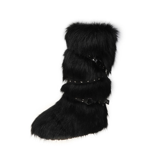 Y2K Baddie Sexy cheville et chausson hiver bottes de neige 2024 nouveauté sans lacet fausse fourrure longue peluche - Product Image 6