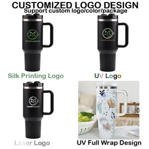 Mug de voyage isotherme en acier inoxydable à double paroi avec poignée, personnalisable avec logo, 40 oz (H2.0) - Product Image 4