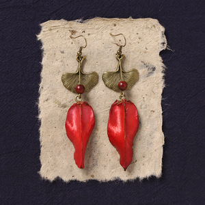 Boucles d'oreilles artisanales de style chinois, à base de plantes et de fruits naturels, longues et rétro - Product Image 6