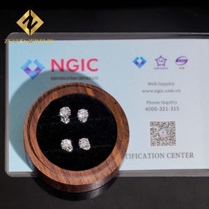 ต่างหูเพชรทรงกลมเจียระไนแบบคลาสสิก ลดราคาพิเศษ เพชรเลี้ยงในห้องปฏิบัติการ NGIC VVS ทอง 10K สำหรับผู้หญิง - Product Image 2