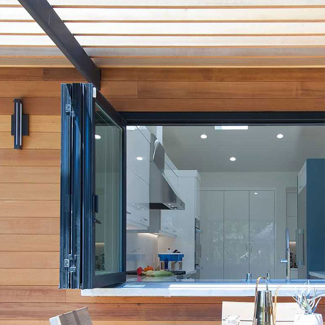 Customized Aluminium Folding Window Tempered Glass Windproof Electric Control Folding Window