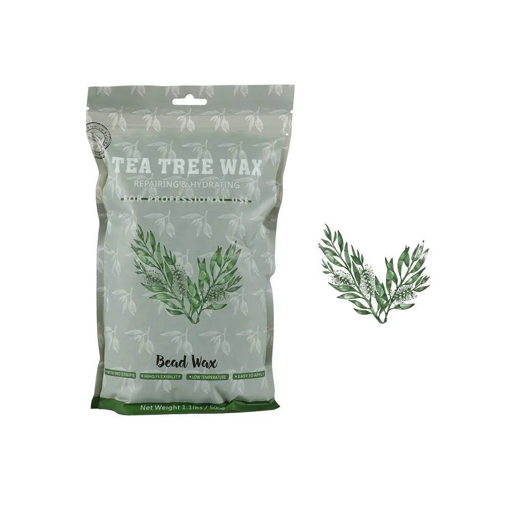 Perle di cera depilatoria dell'albero del tè insaccate 500g/1.1 lb/17.6 oz fagioli di cera per la depilazione senza carta