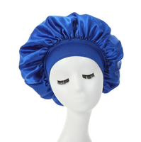 Bonnet en satin extensible grande taille personnalisé avec logo, couleur unie, bord large, pour cheveux bouclés, sommeil, douche, usage quotidien, mode
