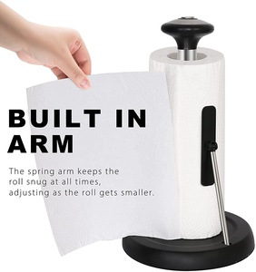 Modern Stand Up Easy One-Handed Tear Kitchen Paper Towel Dispenser Holder with Weighted Base for Standard Paper Towel Rolls