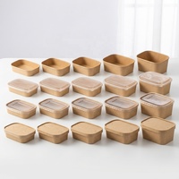 Biologisch afbreekbare composteerbare kraftpapieren rechthoekige lunchbox met deksel, lekvrij, voor sushi, fastfood, OEM