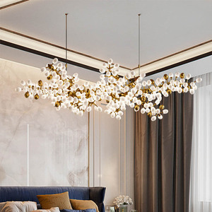 Lampadario con ramo di <span class=keywords><strong>sfera</strong></span> di vetro arte moderna personalizzato con illuminazione <span class=keywords><strong>a</strong></span> LED luce pendente soggiorno Villa Hotel progetti decorativi piccoli - Product Image 3
