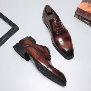 Nuevos Zapatos Formales de Negocios Modernos y a la Moda para Hombre, Zapatos de Cuero Genuino de Primera Calidad con Cordones - Product Image 6