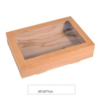 Boîte alimentaire en carton kraft brun avec fenêtre transparente, emballage personnalisé en papier pour boulangerie, desserts, traiteur et plats à emporter