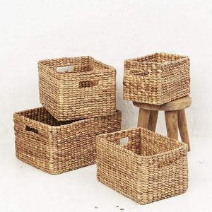 Premium Classic <b>Rectangular</b> Water Hyacinth Storage <b>Basket</b> With Lid Custom Logo Eco Friendly Bulk Vietnam Export - Product Image 1