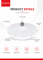 Ampoule LED UFO 30W/40W/50W Ultra-fine en plastique, culot E27, économe en énergie, garantie OEM de 3 ans