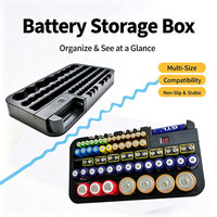Organizador de Baterías para Montar en la Pared con Probador de Baterías LCD Integrado, Caja de Almacenamiento de Plástico para Baterías AA AAA C D 9V
