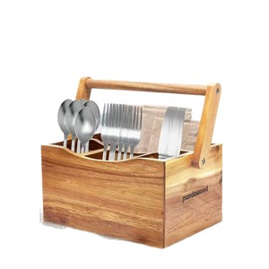 Wooden <b>Storage</b> <b>Box</b> With Partitions Rectangle Desktop Organizer For <b>Kitchen</b> Cutlery Living Room Miscellaneous <b>Storage</b> - Product Image 2
