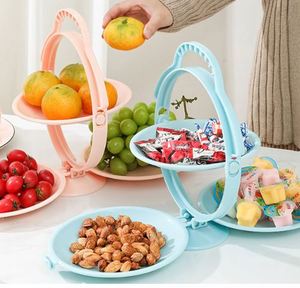Folding Candy Fruits Plastic Plates 3 in 1 Creative Snacks <b>Tray</b> Multi-layer Foldable <b>Tray</b> for <b>Storage</b> - Product Image 4