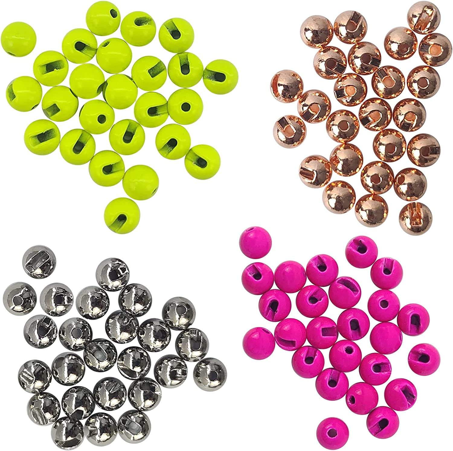 25PCS/PACK 100% Pure Tungsten Slotted Tungsten Beads, Fly Tying Beads for  Fly Fishing Tungsten Slotted Beads BTI-08A-014 (B10)