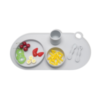 Ensemble repas pour enfants en silicone de qualité alimentaire non toxique avec cuillère à compartiments, sans BPA – Produits de sécurité pour bébés axés sur le confort et la sécurité de votre enfant