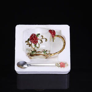 Nouvel ensemble de tasses Rose Cup pour la maison, tasses à eau en émail coloré, verre résistant aux hautes températures - Product Image 2