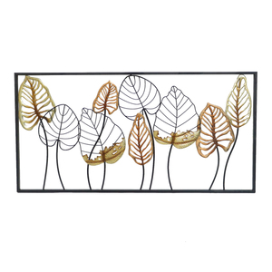 Décoration murale suspendue <span class=keywords><strong>en</strong></span> métal de style nordique de luxe Ming Rich, feuille dorée moderne <span class=keywords><strong>en</strong></span> <span class=keywords><strong>fer</strong></span> <span class=keywords><strong>forgé</strong></span> avec taille et logo personnalisables - Product Image 4