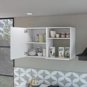 Gabinete de almacenamiento alto de una sola puerta DB Lawen con 3 perchas de escoba para cestos de lavandería - Product Image 4