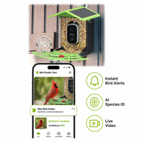 Mangeoire à oiseaux intelligente à énergie solaire avec caméra WiFi, résistante aux intempéries, station d'alimentation pour oiseaux