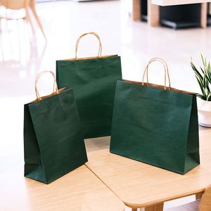 Custom Logo Green <b>Paper</b> Tote <b>Bags</b>, Recyclable Kraft <b>Paper</b> <b>Carrier</b> <b>Bags</b> for Retail Store & Business Gift Giving - Product Image 1
