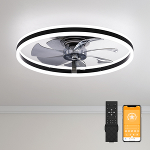Ventilador de techo negro minimalista con luz LED y 3 temperaturas de color para el hogar, la oficina y la sala de estar. - Product Image 1