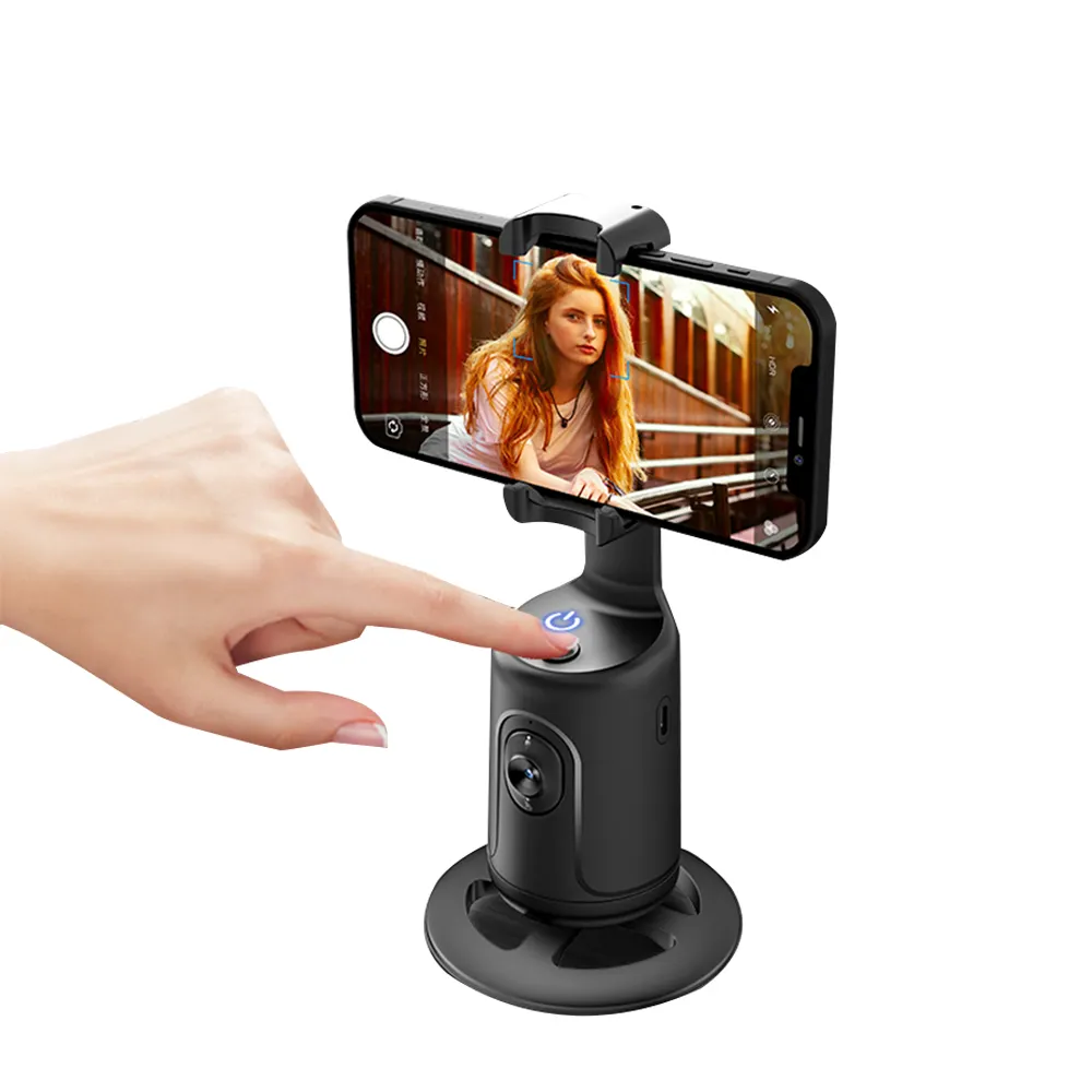 Portátil sin aplicación 360 rotación Auto Face Trípode de seguimiento Smart Shooting Phone Holder Gimbal de escritorio para Vlog/ Tiktok