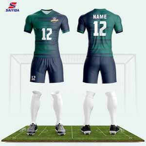 Venta al por mayor 100% de poliéster por encargo de los hombres de fútbol Jersey establece sublimación barata con el nombre de impresión Logo servicio OEM disponible - Product Image 2