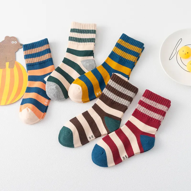 2022 autunno autunno inverno unisex toddler infant baby socks multi striped kids girl boy sock 5 paia pack mix color S22