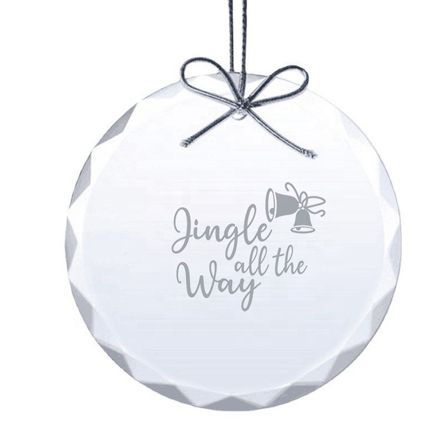 Factory Wholesale Customized Logo Eco-Friendly Hand Crafted Crystal Glass Christmas Tree Ornaments with Laser Engraving