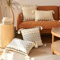 Almohadas decorativas de 18x18, funda de almohada tejida con borlas, estilo Tribal, bohemio, para sofá, coche y sala de estar