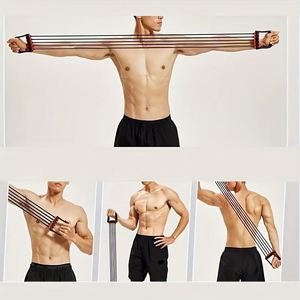 Bande de Résistance Élastique Haute Intensité pour Hommes, Entraînement de Force Poitrine et Bras, Étirements Épaules et Dos, Corde de Yoga, 5 Niveaux - Product Image 4