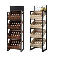 Professionele Service Goede Kwaliteit Multi Layer Supermarkt Fruit Groente Gebied Rekken Rek Metalen & Hout/Mdf, metallic + Hout