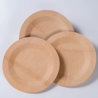 Assiettes rondes jetables en bambou 100% naturel, écologiques, portables, avec logo personnalisé, biodégradables, pour restaurant