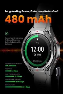 สมาร์ทวอทช์รุ่นใหม่ปี 2025 สำหรับผู้ชาย หน้าจอ AMOLED 1.43 นิ้ว พร้อม GPS สำหรับกีฬากลางแจ้ง ชิปเซ็ต ATS3085L กันน้ำ 3ATM สายซิลิโคน - Product Image 6