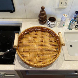 Yiqiang tessuto a mano vassoio di frutta in Rattan cesto di pane Mantou soggiorno cesto portaoggetti per la casa in Rattan intrecciato a doppio orecchio - Product Image 5