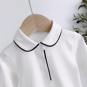 Pijama Enterizo de Algodón Blanco de Manga Larga con Solapa y Pantalón Triangular para Bebé - Colección Primavera - Product Image 3