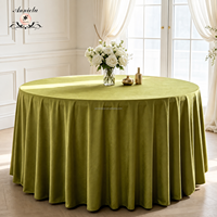 Nappe Ronde en Velours de Hollande ANNIELU Luxe Premium Vert et Blanc pour Mariages et Événements – Décorations de Fête