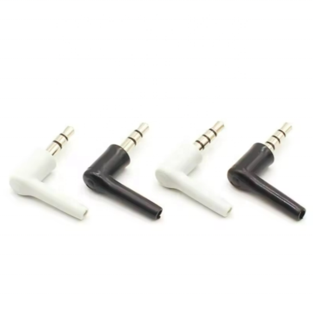 3.5mm Stereo Headset Plug Jack 3 4 Pole 3.5 Nickel Plated 90 Degrees Black White Audio Plugs Jack Adaptor Connector